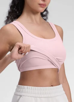 Ribbed U Neck Built in Bra Tank