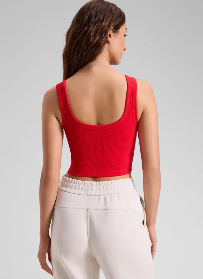 Ribbed U Neck Built in Bra Tank
