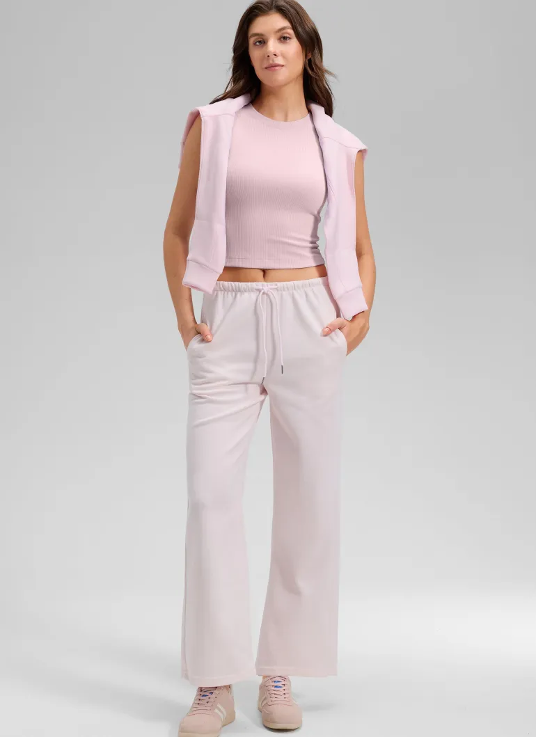 Ribbed Waist Length High Neck Tank