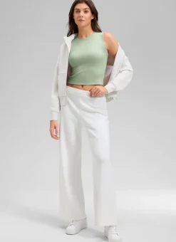 Ribbed Waist Length High Neck Tank