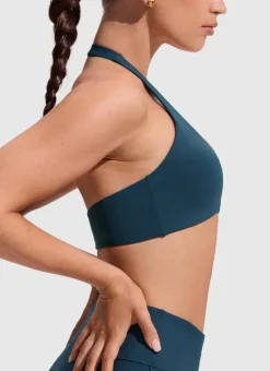 Ruched Front Halter Bikini Top