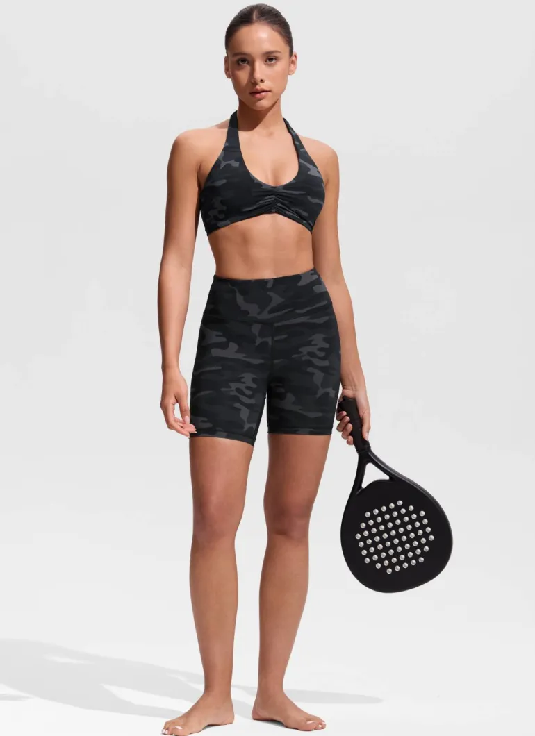 Ruched Front Halter Bikini Top