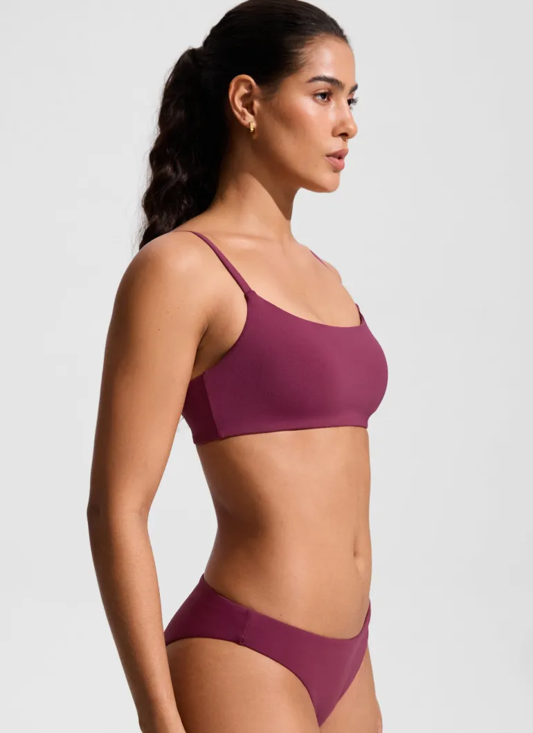 Scoop Neck Adjustable Strap Bikini Top