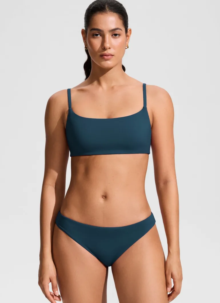 Scoop Neck Adjustable Strap Bikini Top