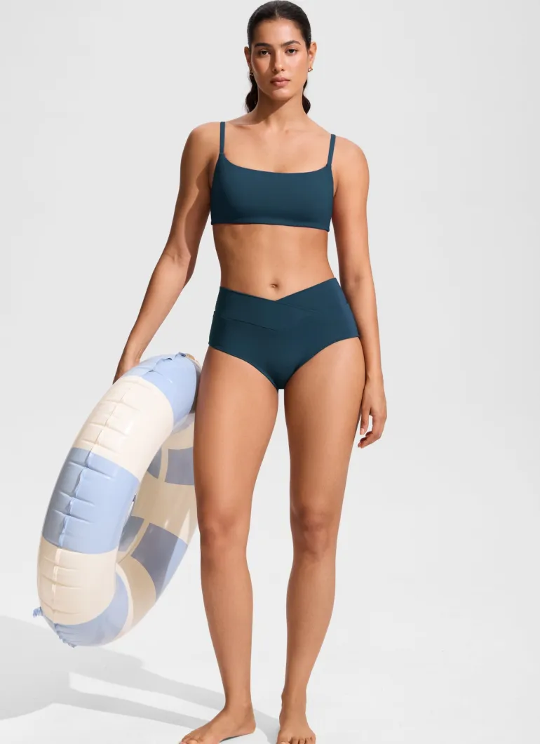 Scoop Neck Adjustable Strap Bikini Top