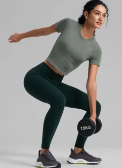 Seamless Crew Neck Cropped Short Sleeve
