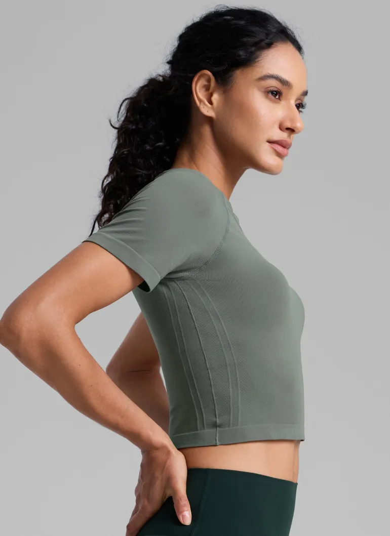 Seamless Crew Neck Cropped Short Sleeve