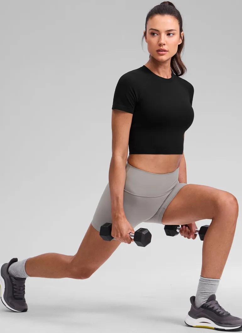 Seamless Crew Neck Cropped Short Sleeve