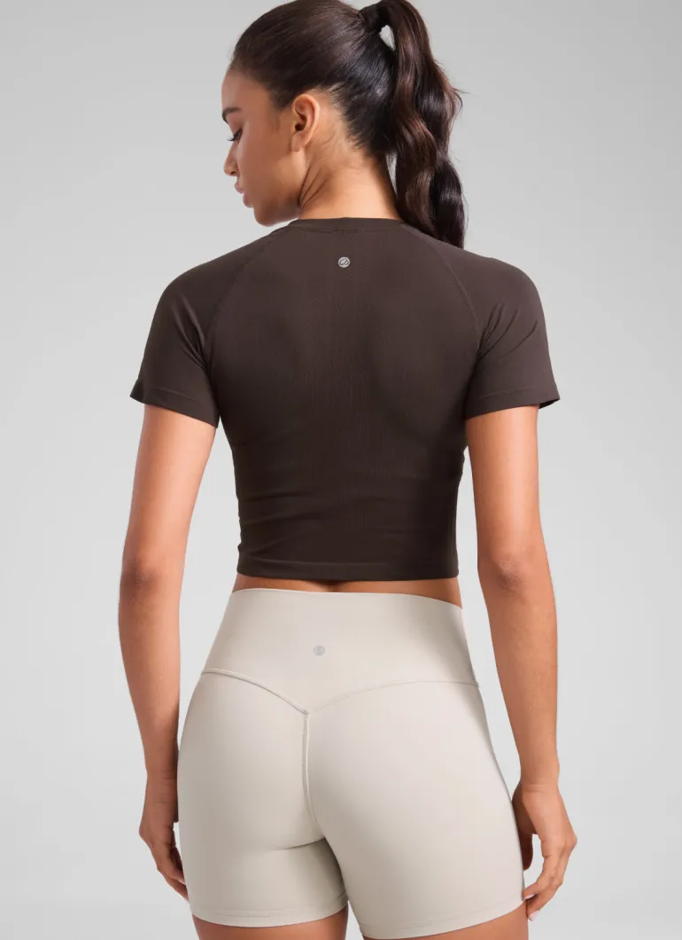 Seamless Crew Neck Cropped Short Sleeve