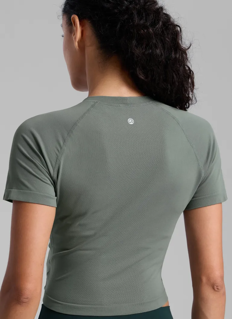 Seamless Crew Neck Cropped Short Sleeve
