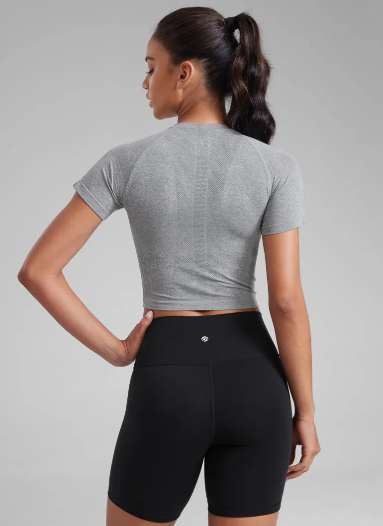 Seamless Crew Neck Cropped Short Sleeve