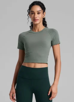 Seamless Crew Neck Cropped Short Sleeve