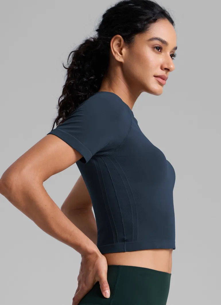 Seamless Crew Neck Cropped Short Sleeve