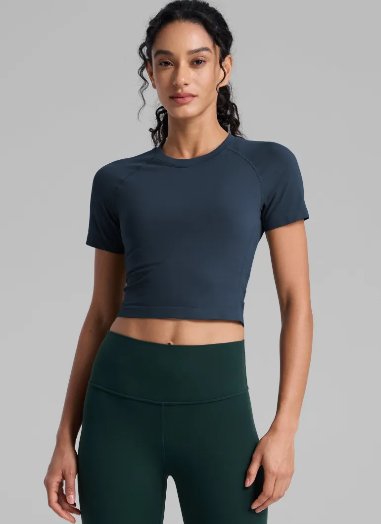 Seamless Crew Neck Cropped Short Sleeve
