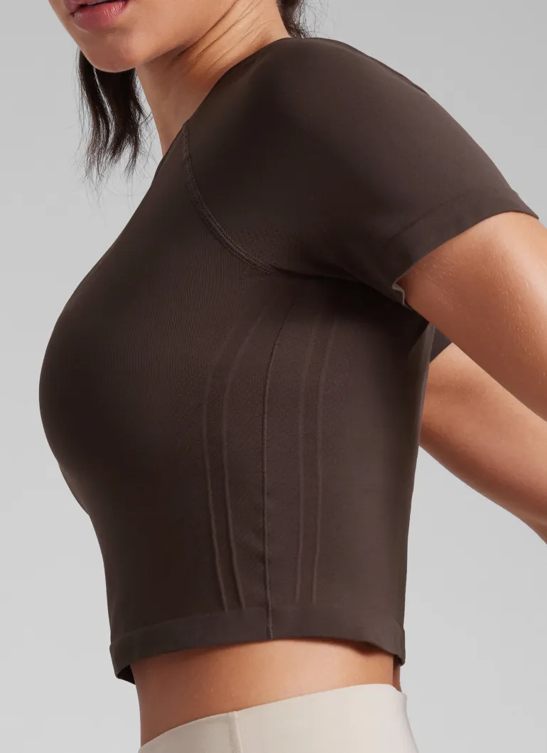 Seamless Crew Neck Cropped Short Sleeve