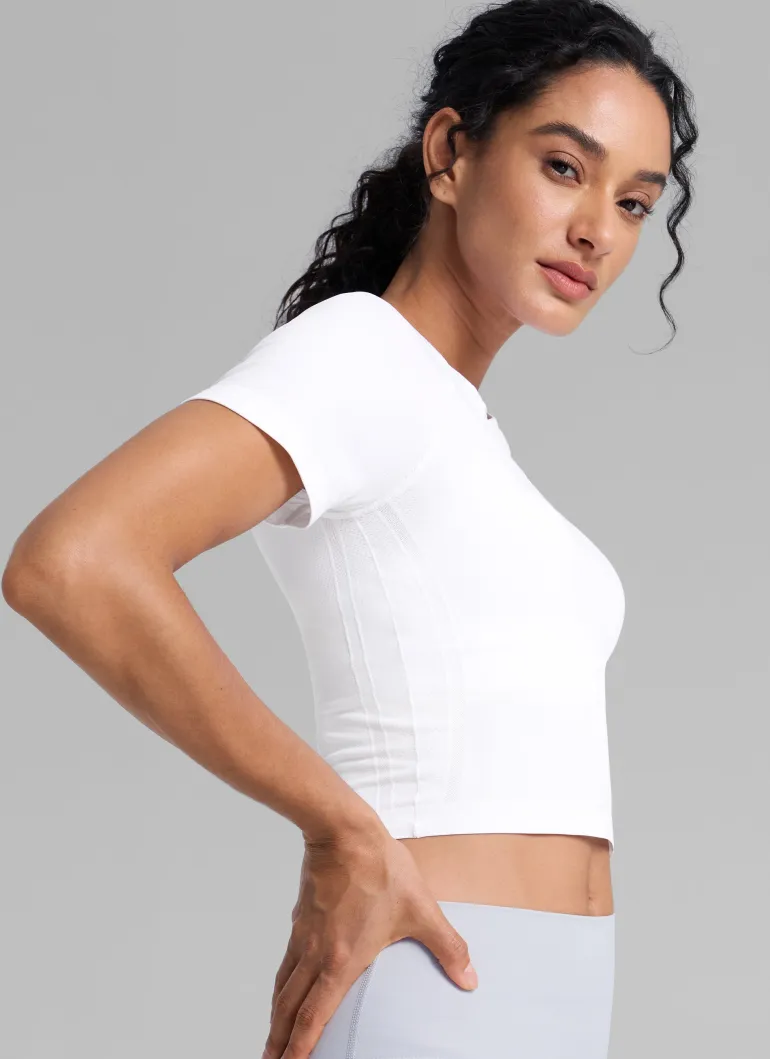 Seamless Crew Neck Cropped Short Sleeve