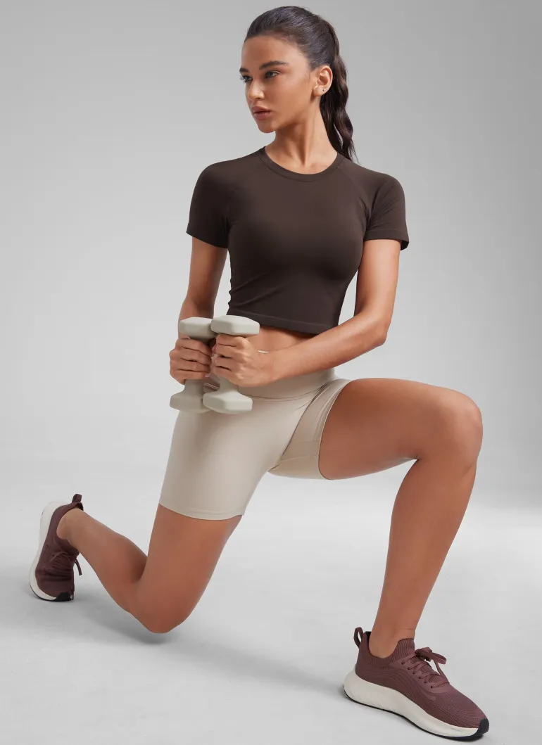 Seamless Crew Neck Cropped Short Sleeve