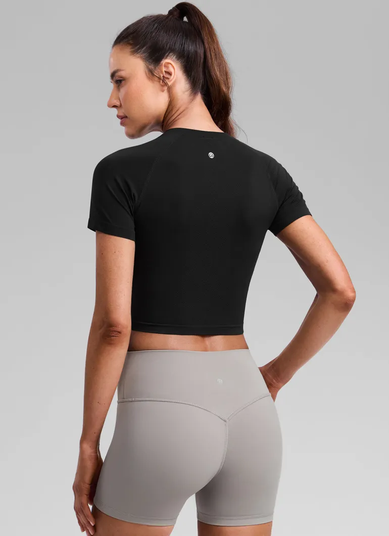 Seamless Crew Neck Cropped Short Sleeve