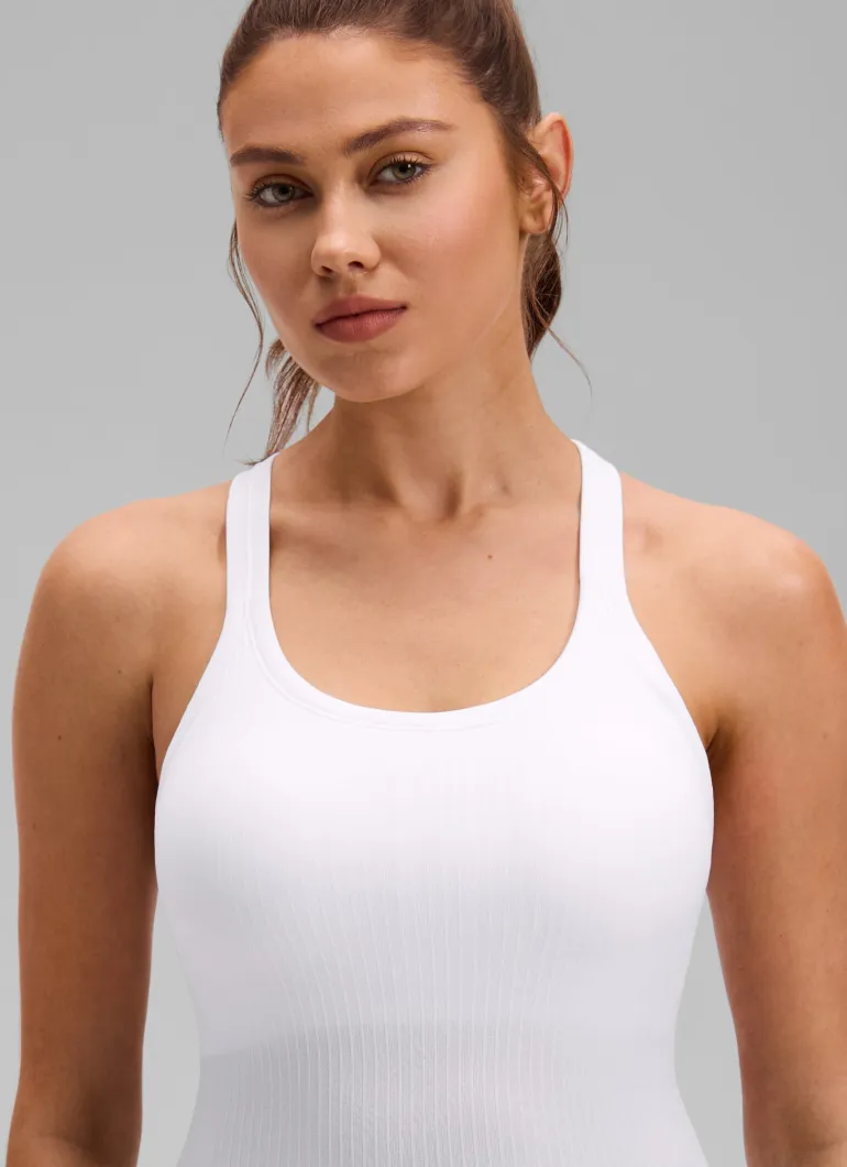 Seamless Racerback Built in Bra Ribbed Tank