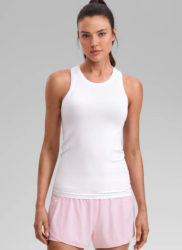 Seamless Racerback High Crewneck Hip Tank