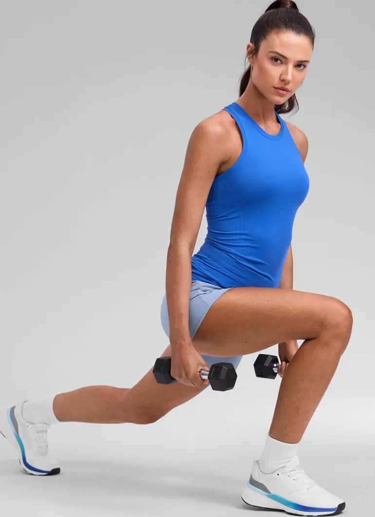 Seamless Racerback High Crewneck Hip Tank