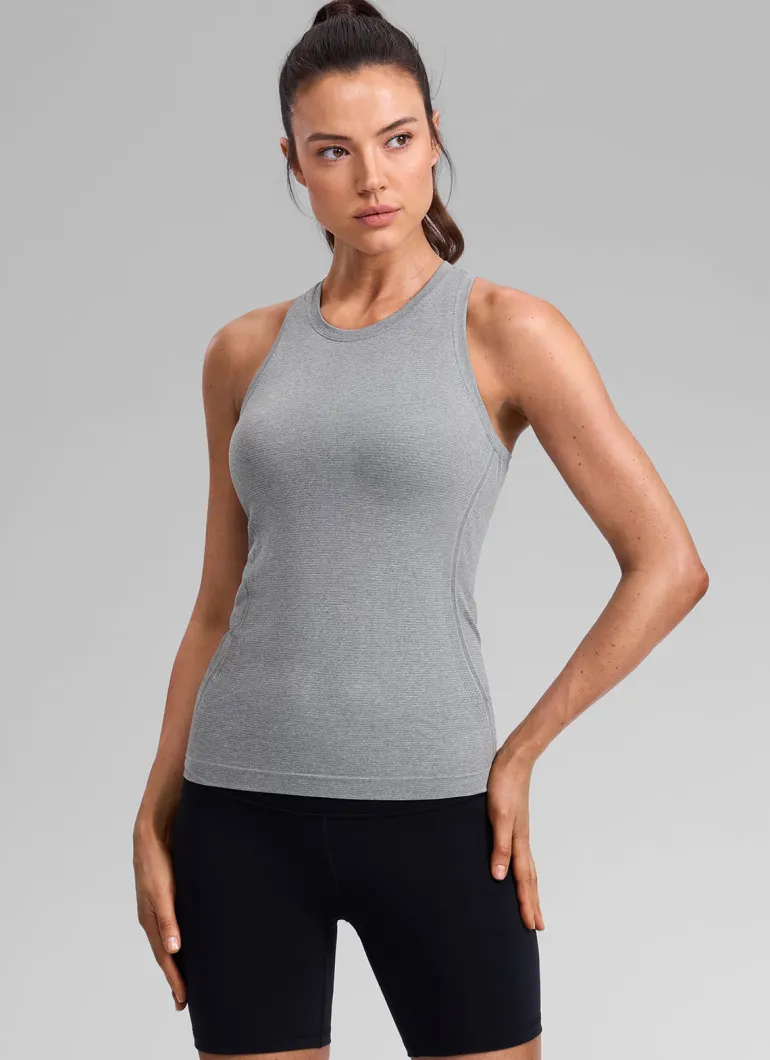 Seamless Racerback High Crewneck Hip Tank