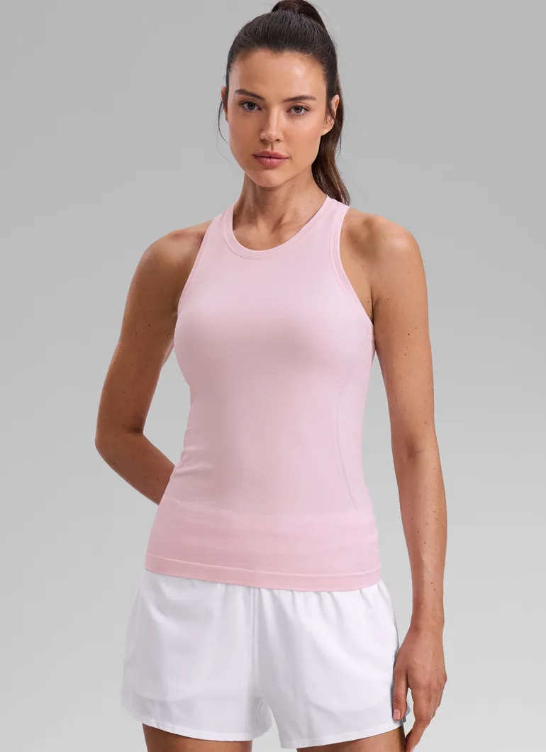 Seamless Racerback High Crewneck Hip Tank