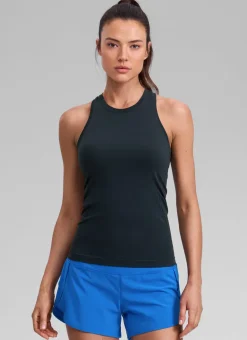 Seamless Racerback High Crewneck Hip Tank