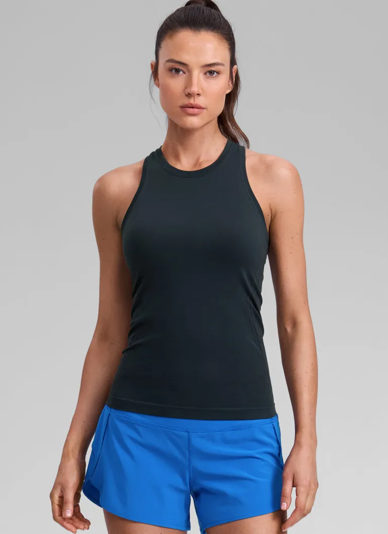 Seamless Racerback High Crewneck Hip Tank