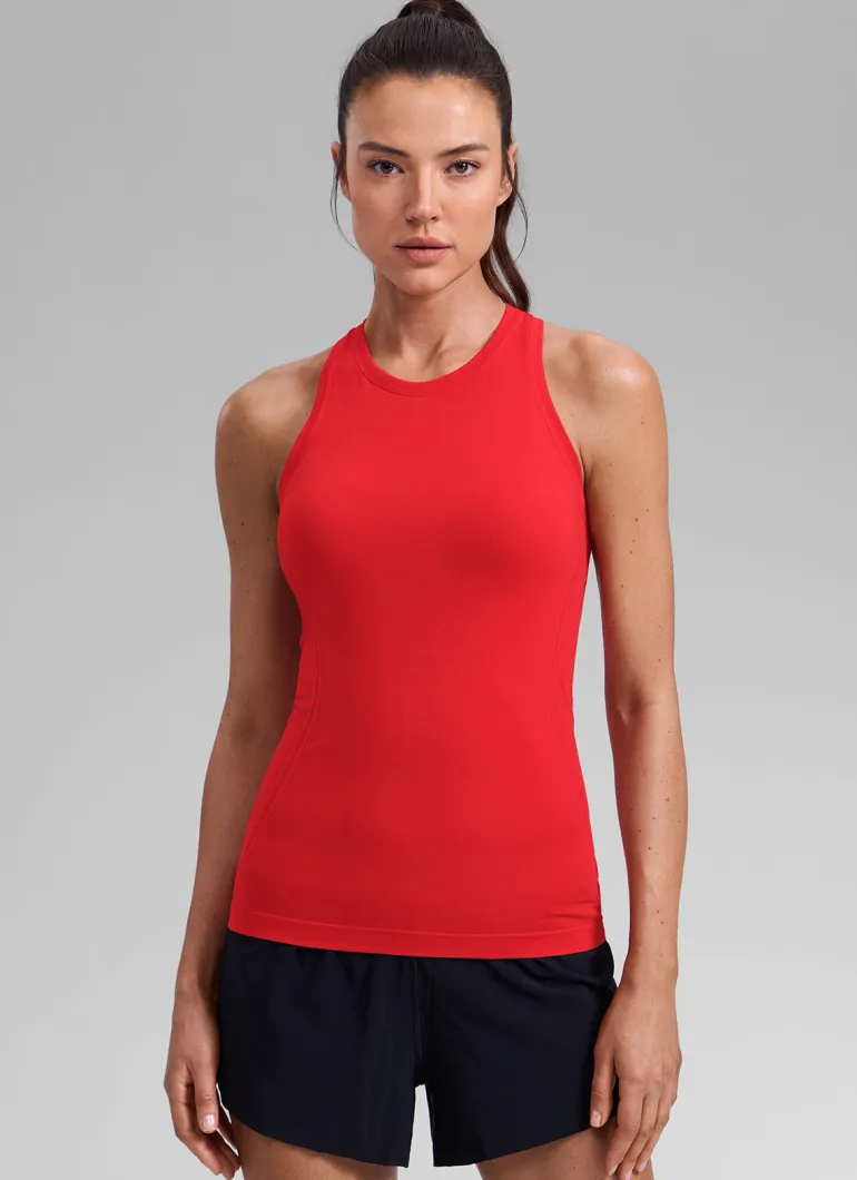 Seamless Racerback High Crewneck Hip Tank