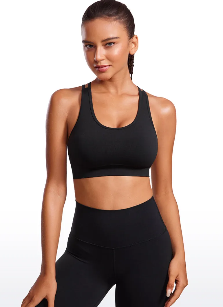 Seamless Strappy Longline Bra Criss Cross Back