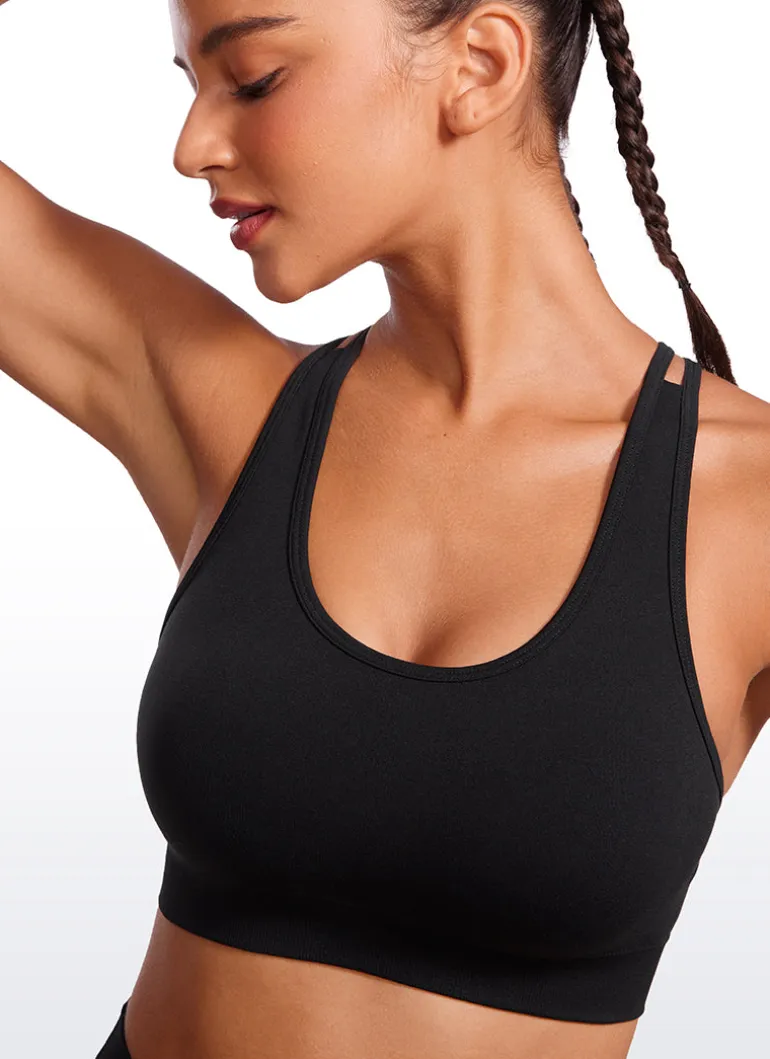 Seamless Strappy Longline Bra Criss Cross Back