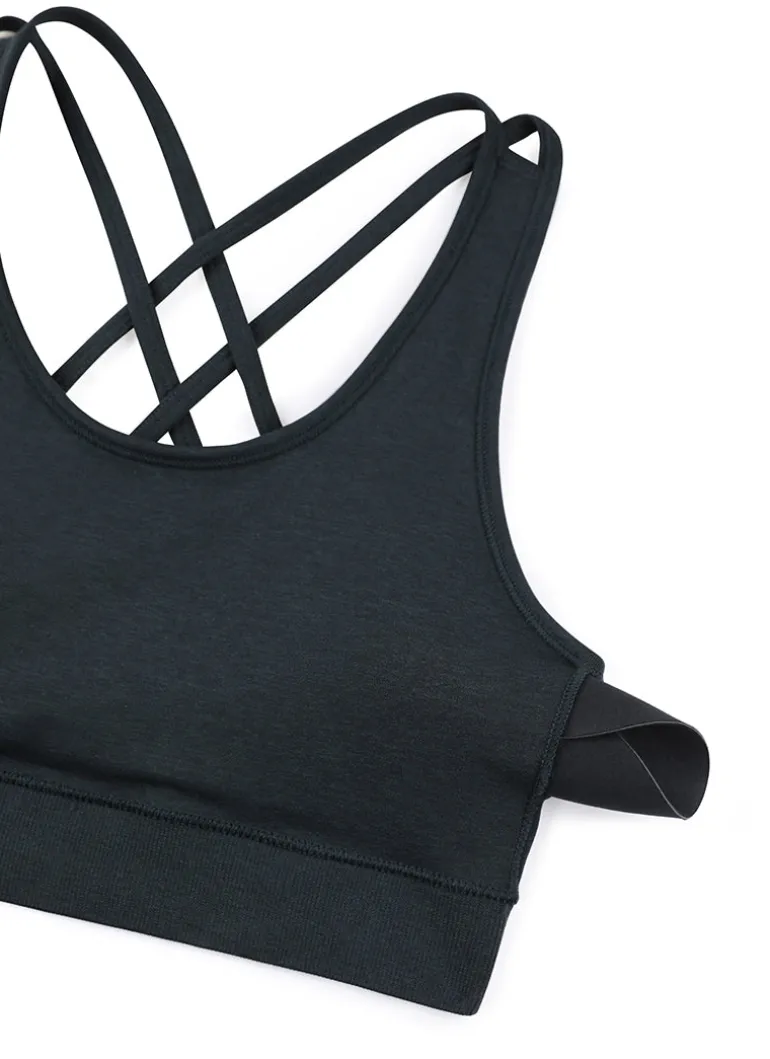 Seamless Strappy Longline Bra Criss Cross Back