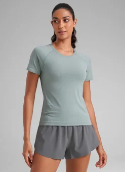 Seamless Waist Length Crewneck Short Sleeve