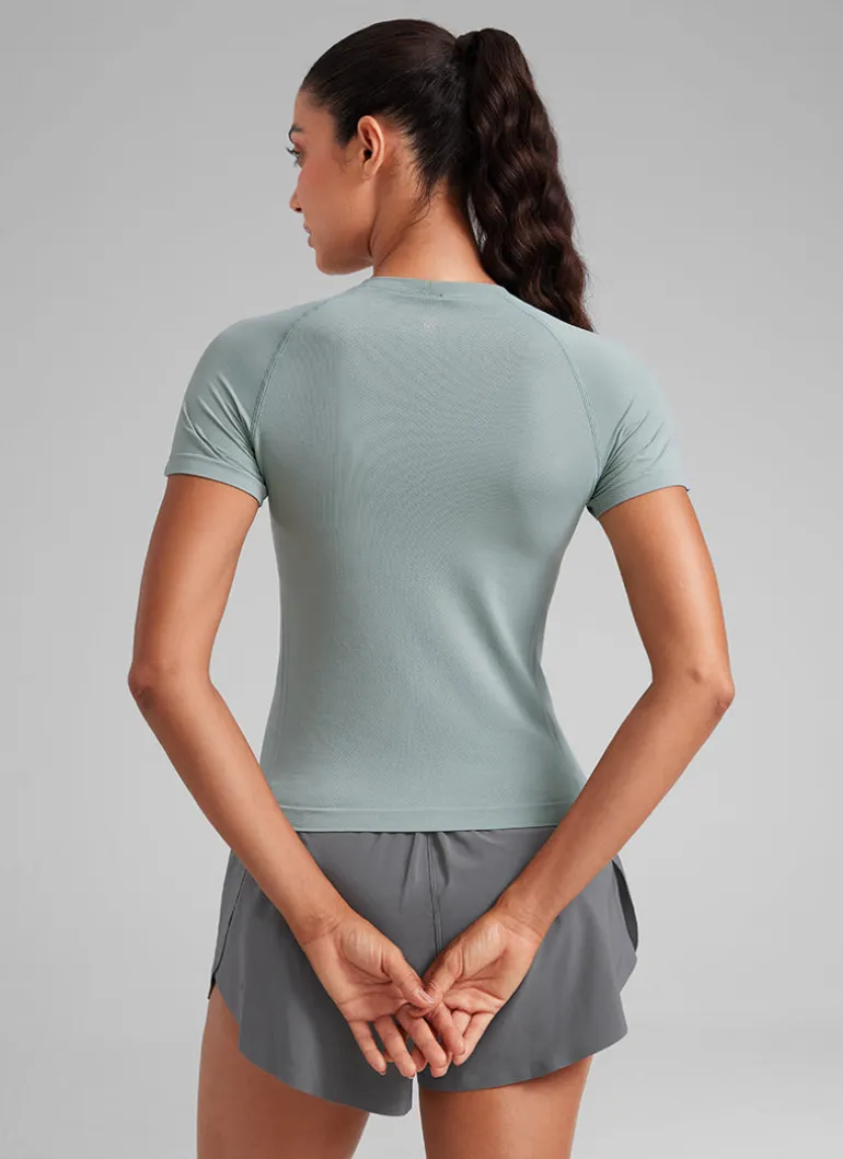 Seamless Waist Length Crewneck Short Sleeve