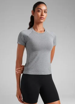 Seamless Waist Length Crewneck Short Sleeve