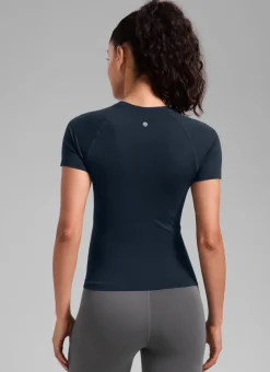 Seamless Waist Length Crewneck Short Sleeve
