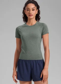 Seamless Waist Length Crewneck Short Sleeve
