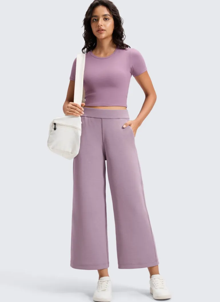 SoftAura Wide Leg Cropped Sweatpant 25"