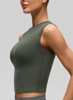 Softembrace Crop High Neck Sleeveless Tank
