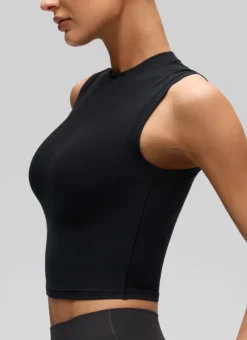 Softembrace Crop High Neck Sleeveless Tank