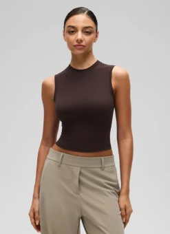 Softembrace Crop High Neck Sleeveless Tank