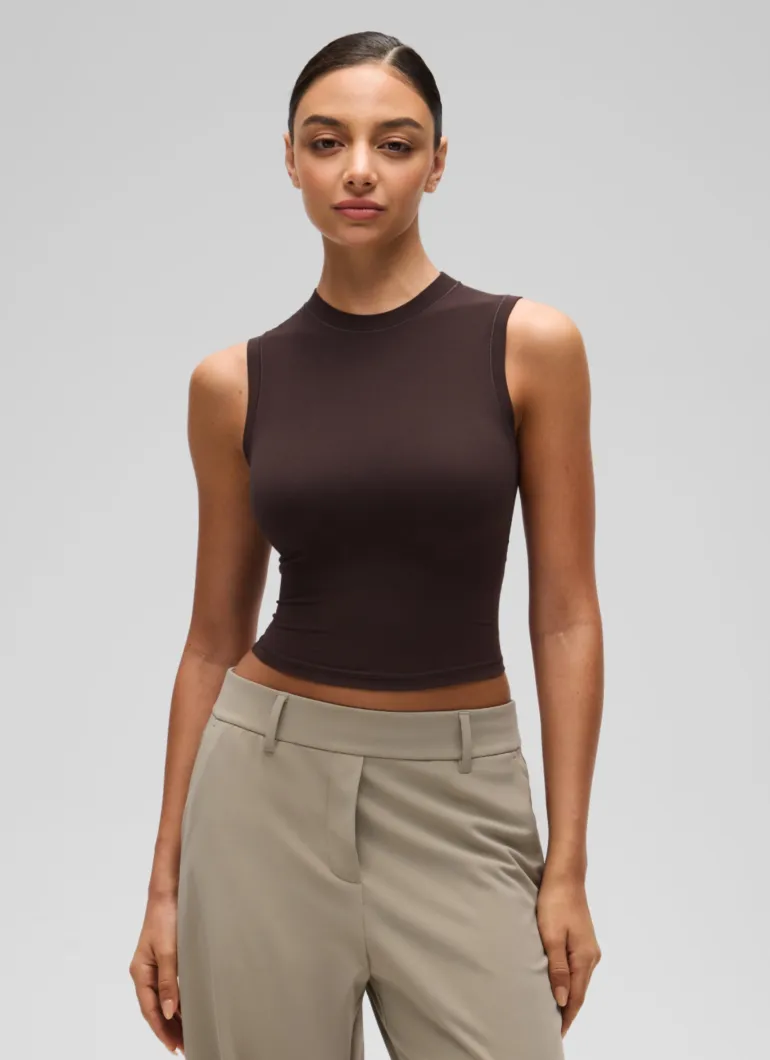 Softembrace Crop High Neck Sleeveless Tank