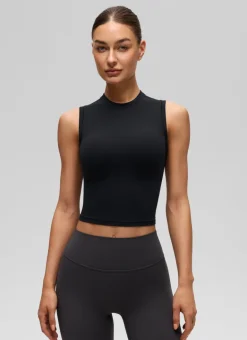 Softembrace Crop High Neck Sleeveless Tank