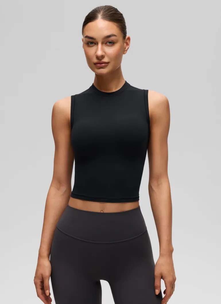 Softembrace Crop High Neck Sleeveless Tank