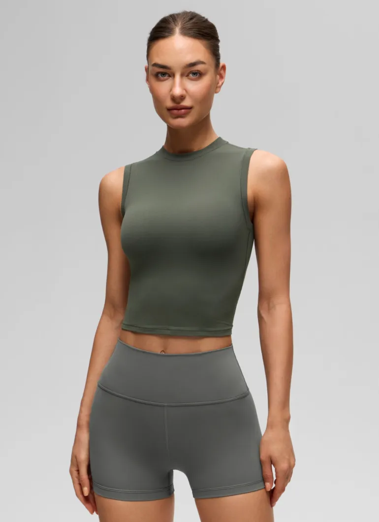 Softembrace Crop High Neck Sleeveless Tank