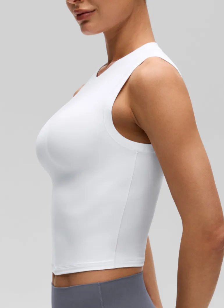 Softembrace Crop High Neck Sleeveless Tank
