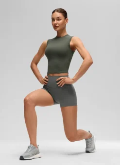 Softembrace Crop High Neck Sleeveless Tank