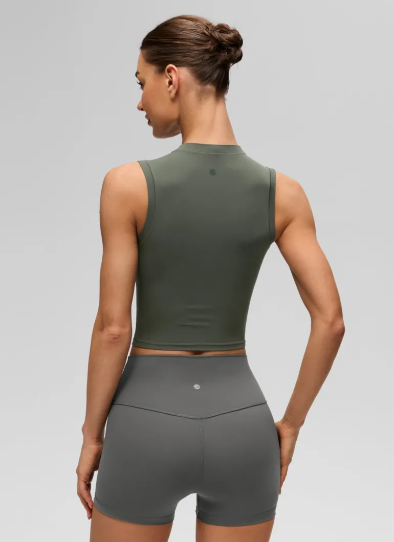 Softembrace Crop High Neck Sleeveless Tank