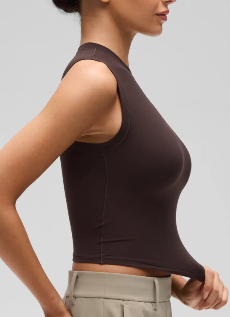 Softembrace Crop High Neck Sleeveless Tank